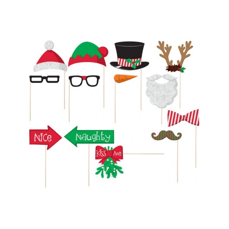 Aksesuāri fotosesijai "Ziemassvētki" papīrs / koks,  13 priekšmeti