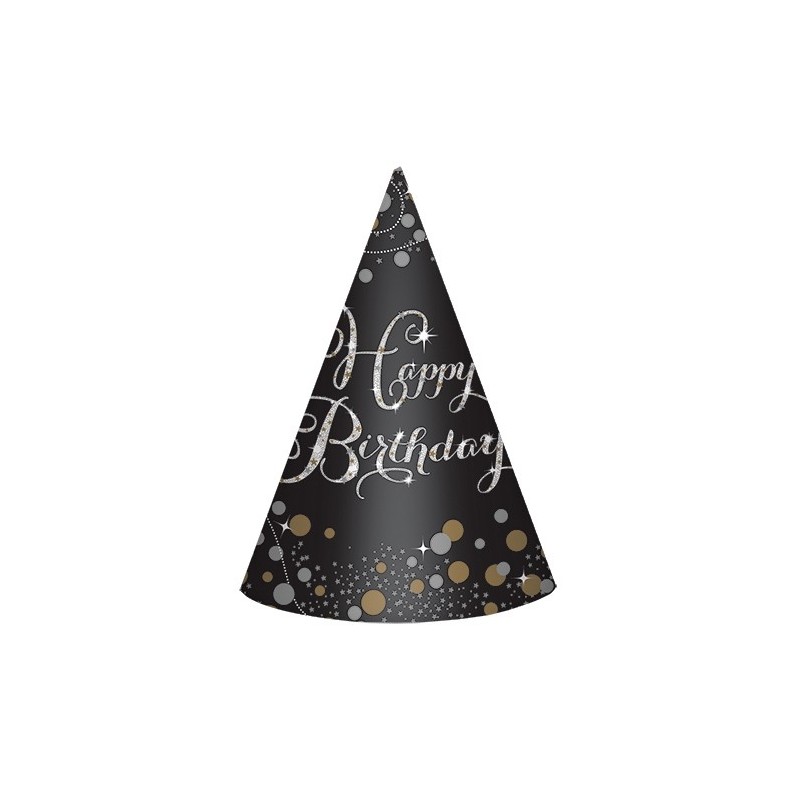 Cepurītes “Sparkling Birthday”, zelta-spīdīga, 8 gab 