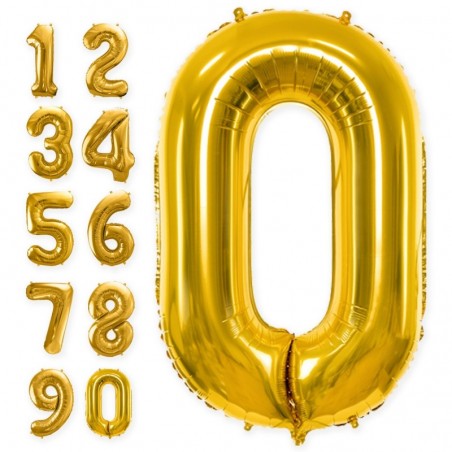 86 cm ciparu formas folija balons zelta krāsā.