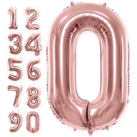 86 cm ciparu formas folija balons rozā-zelta krāsa.