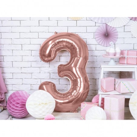 Шар из фольги в форме цифры, высота 86 см,  цвет - розовое золото