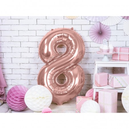 86 cm ciparu formas folija balons rozā-zelta krāsa.