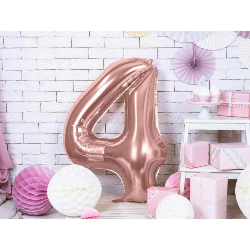 Шар из фольги в форме цифры, высота 86 см,  цвет - розовое золото