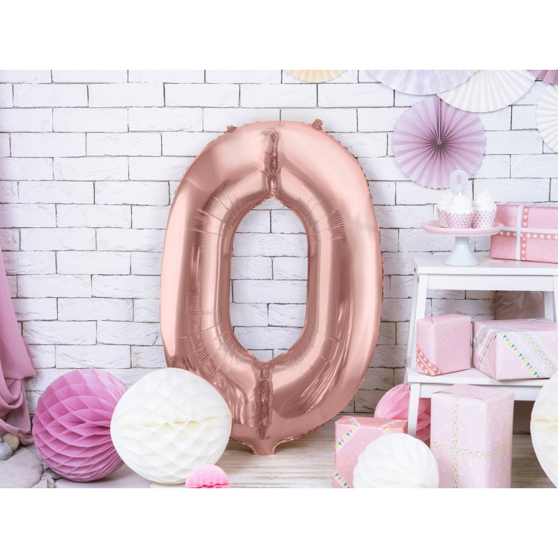 86 cm ciparu formas folija balons rozā-zelta krāsa.