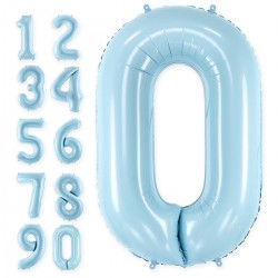 Ciparu balons, gaiši zils, folija, 86 cm., piepūšams ar hēliju vai gaisu