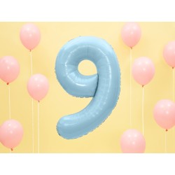 Ciparu balons, gaiši zils, folija, 86 cm., piepūšams ar hēliju vai gaisu