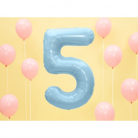Ciparu balons, gaiši zils, folija, 86 cm., piepūšams ar hēliju vai gaisu