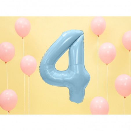 Ciparu balons, gaiši zils, folija, 86 cm., piepūšams ar hēliju vai gaisu