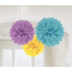 pomponi - papīra piekaramā dekorācija, komplekts pasteļtoņos 41 cm, 3 gab. 
