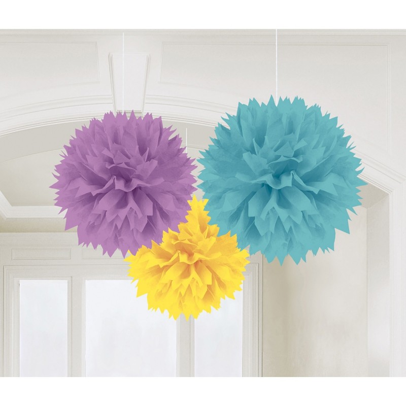 Помпоны бумажные - подвесная декорация, комплект в пастельных тонах  41 см,, 3 шт.﻿ 