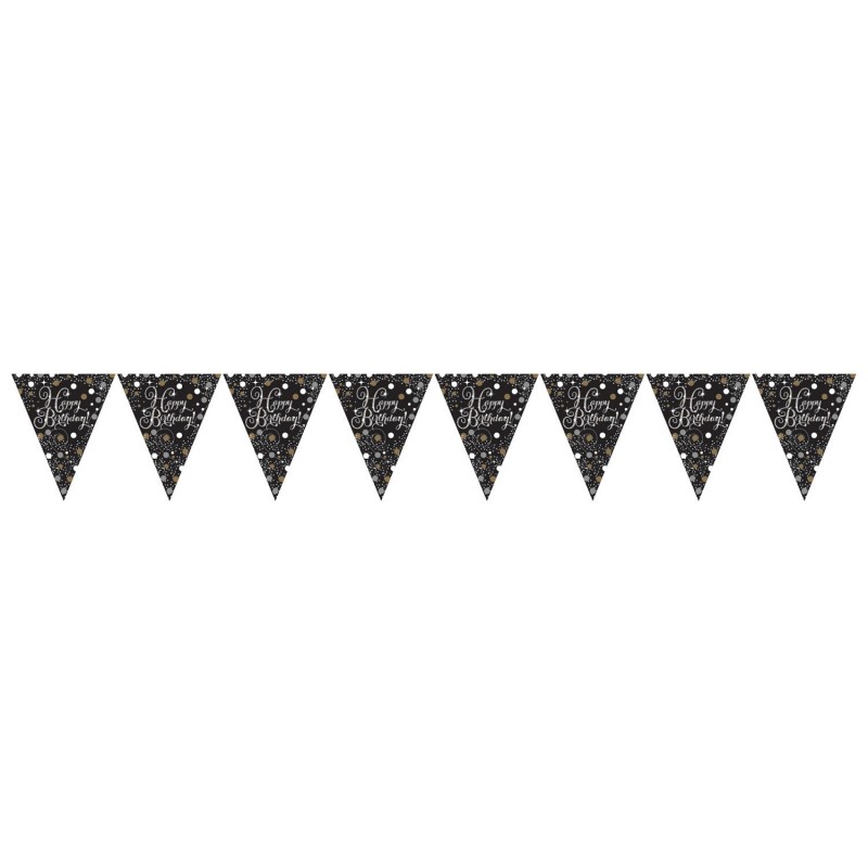 Вымпел баннер Блестящий праздник Золотая фольга с днем ​​рождения 396,2 x 21,5 см