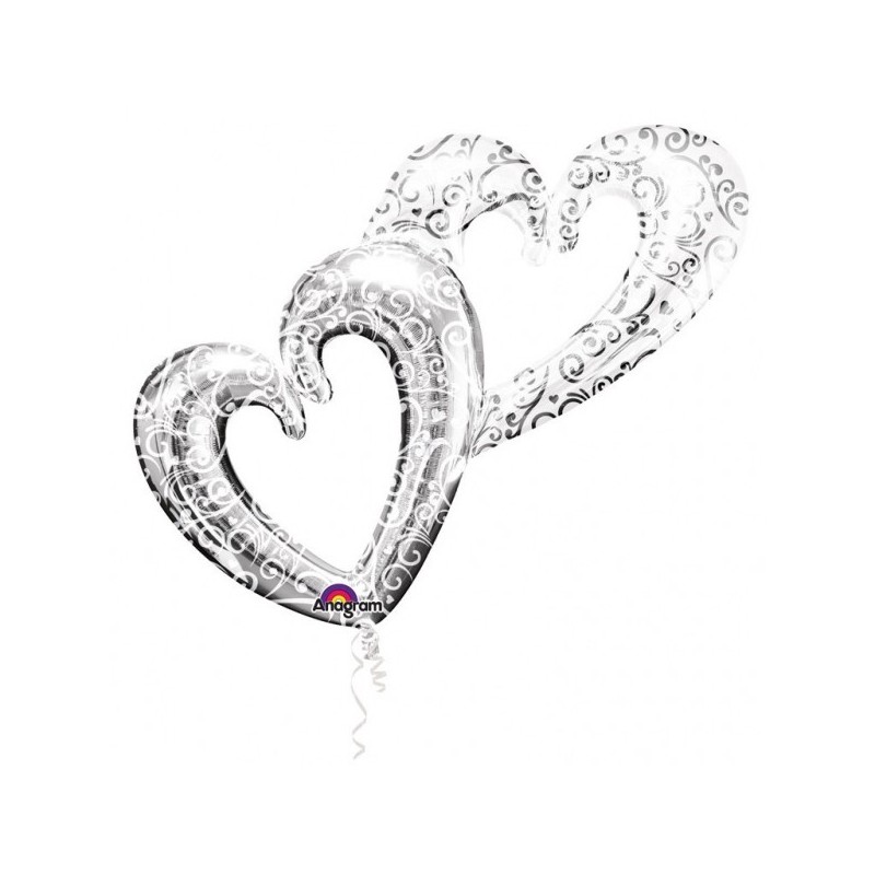 Воздушный шар из фольги Multi Balloon Interlocking Hearts в упаковке 134 x 91 см