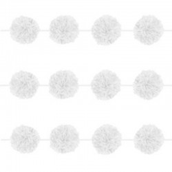 Бумажная гирлянда-помпоны белая, 3.65 м  х 14 см. упаковка 2 шт.