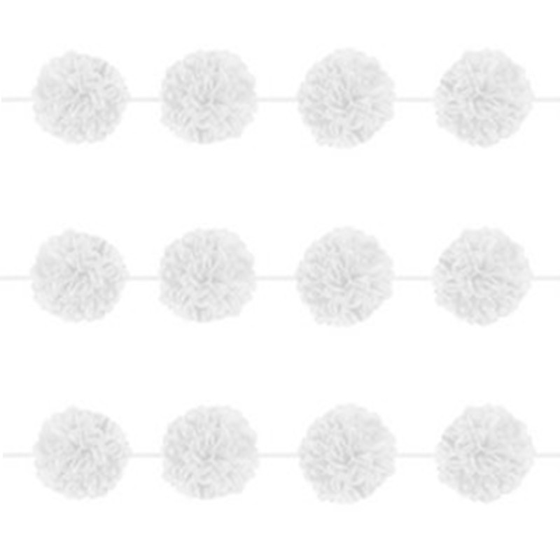 Pomponu vītne, balta, 14 cm x 3.65 m, komplektā 2 gab