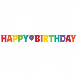 Burtu baneris Happy Birthday, varaviksnes krāsas  3.35m x 31.7cm 
