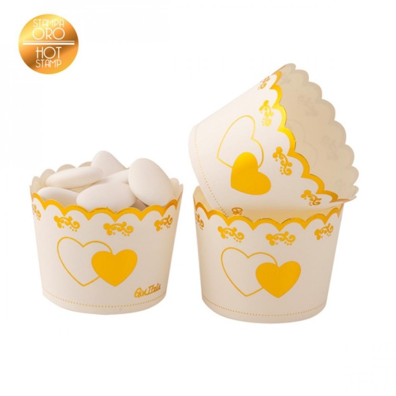 CUPS GOLD HOT STAMP HEARTS 5X4.5﻿