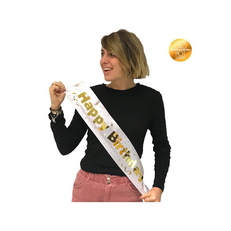 HAPPY BIRTHDAY GOLD HOT STAMP SASH H. CM 12