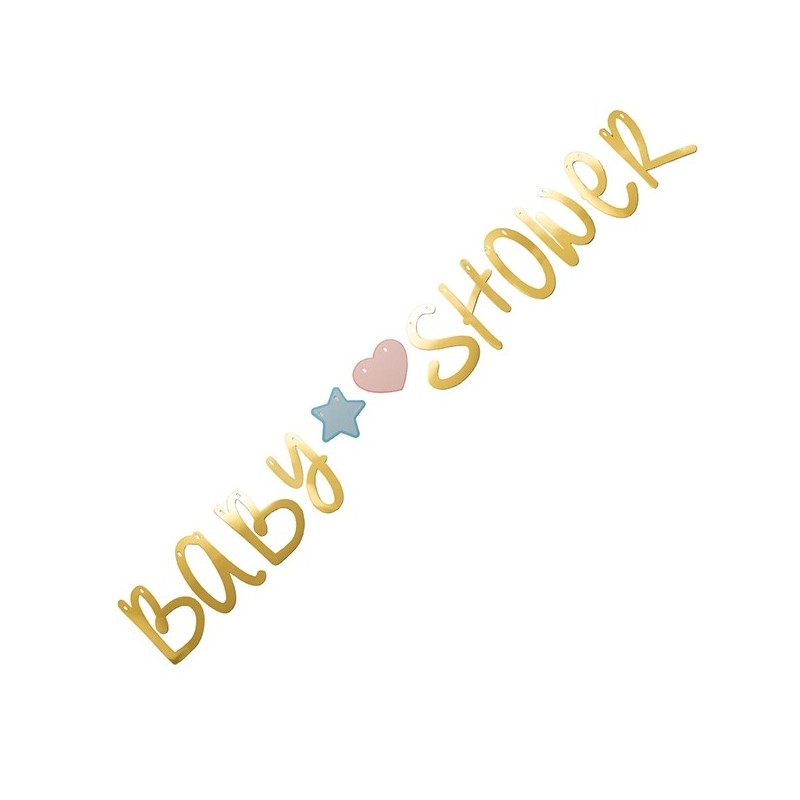 GOLD PAPER BANNER BABY SHOWER 2 ASS