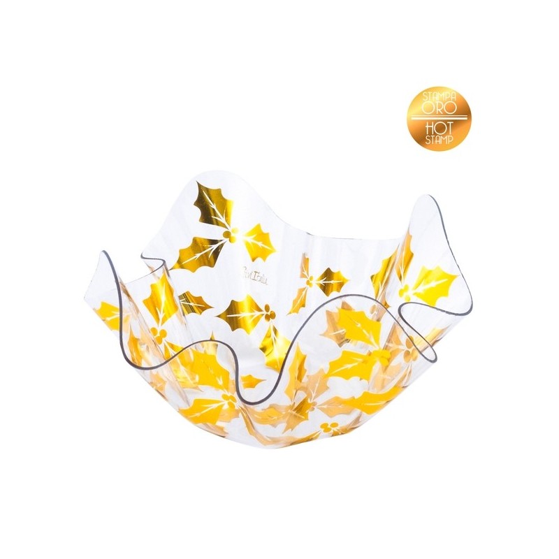 PET BOWL CHRISTMAS   GOLD PRINTED 13X13X7 CM