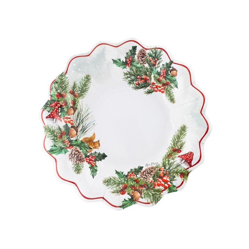 8   PLATES NEW SHAPE CM.24 BOIS DE NOEL