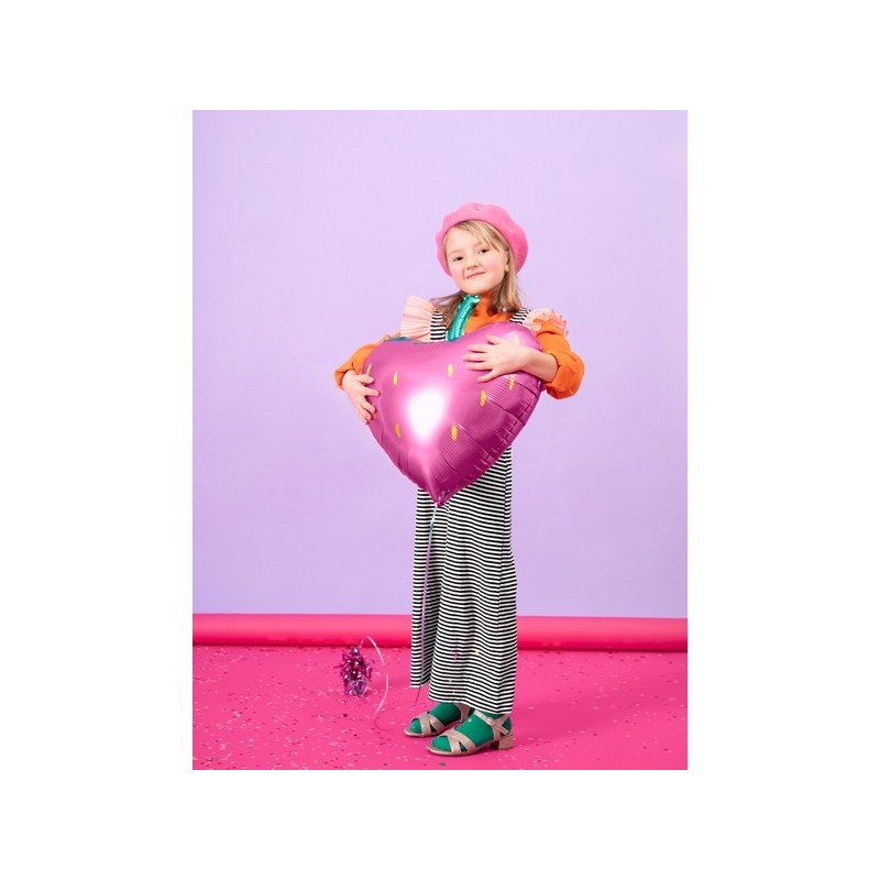 Folija balons - Zemenīte – 42x45cm, piepūšams ar hēliju vai gaisu 