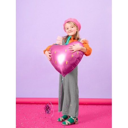 Folija balons - Zemenīte – 42x45cm, piepūšams ar hēliju vai gaisu 