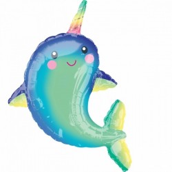 Supershape Happy Narwhal Foil Balloon P35 packaged 73cm x 99cm 