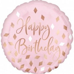 Standard Blush Birthday Foil Balloon S40 Packaged