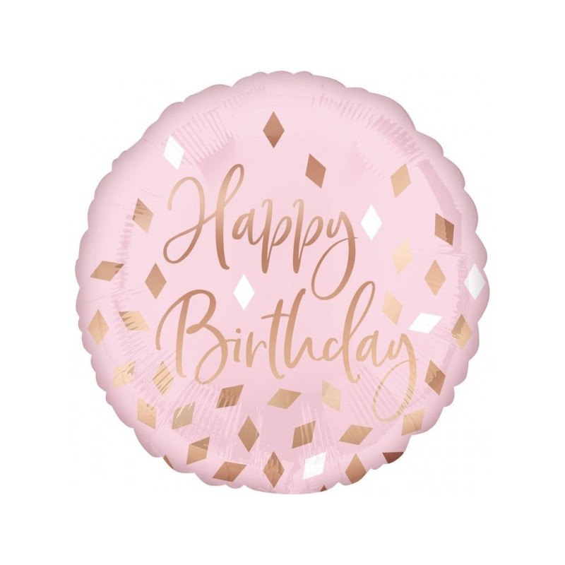 Standard Blush Birthday Foil Balloon S40 Packaged