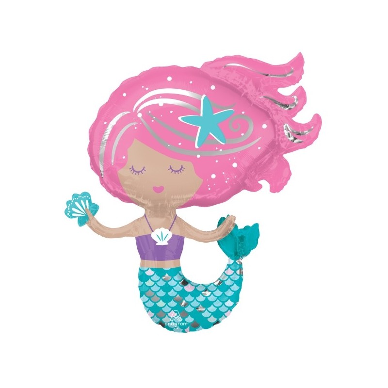 SuperShape Shimmering Mermaid Foil Balloon P35 Packaged 73 x 76 cm