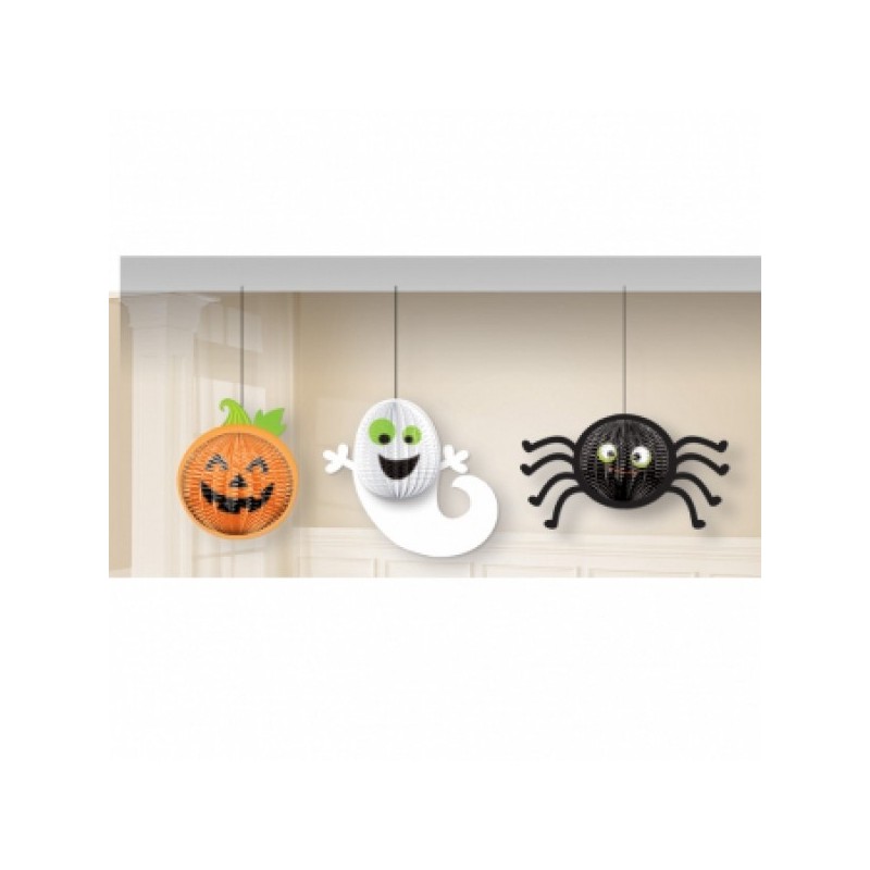 3 Hanging Decorations Gruesome Group Paper 16.5 cm / 19.3 cm / 26.6 cm