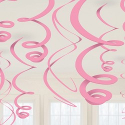 12 Swirl Decorations New Pink Foil 55.8 cm