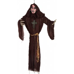 Helovīna dekorācija Mūks ar mirdzošām acīm (LED), piekarama, izmērs 90cm 