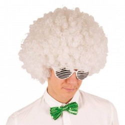 Afro stila ‘mikrofongalva’ parūka, balta 