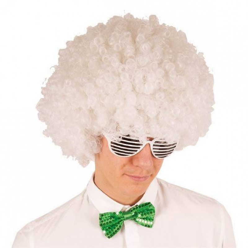 Afro stila ‘mikrofongalva’ parūka, balta 