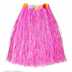 HAWAIIAN SKIRT WITH FLOWER BELT - pink color - 78 cm 