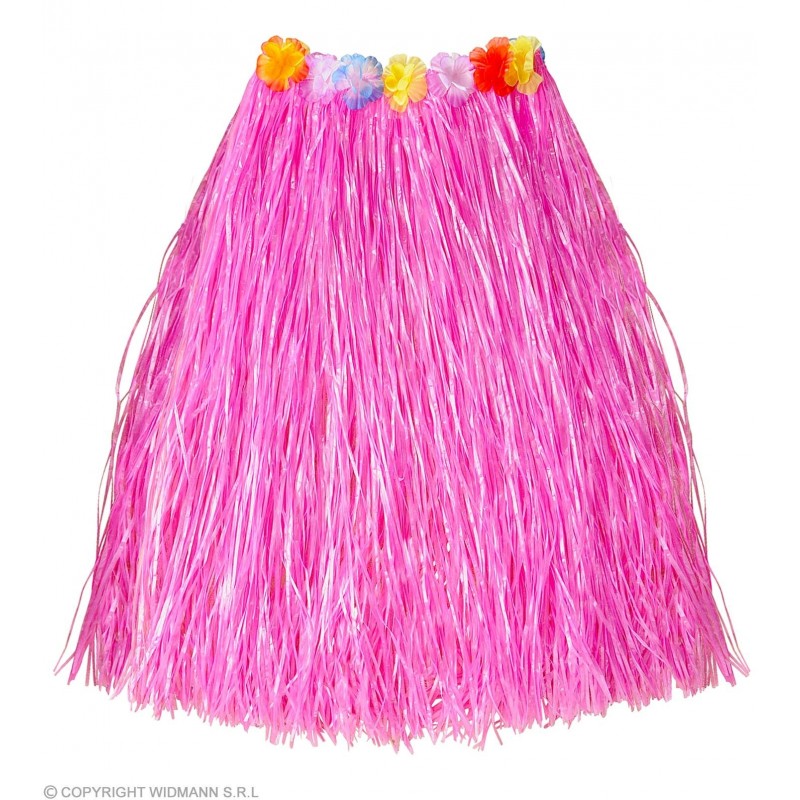 HAWAIIAN SKIRT WITH FLOWER BELT - pink color - 78 cm 