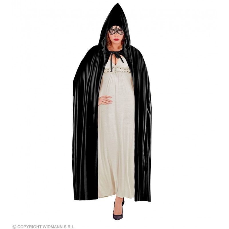 BLACK HOODED CAPE - 142 cm
 