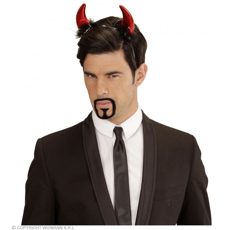 RED METALLIC HORNS WITH MARABOU AND TINSEL TRIM
 