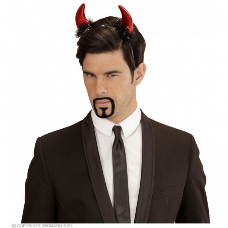 RED METALLIC HORNS WITH MARABOU AND TINSEL TRIM
 