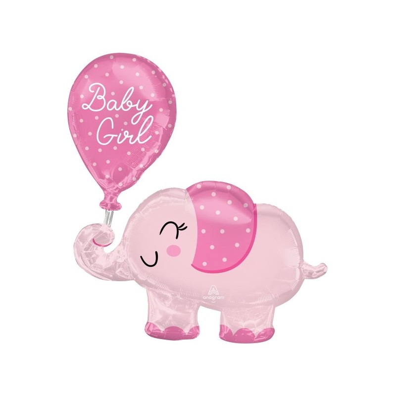 Folija balons meitiņas piedzimšanai - Rozā zilonis - piepūšams ar hēliju, 78cm