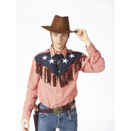 Kovboja сepure, brūna zamša, pieaugušajiem 