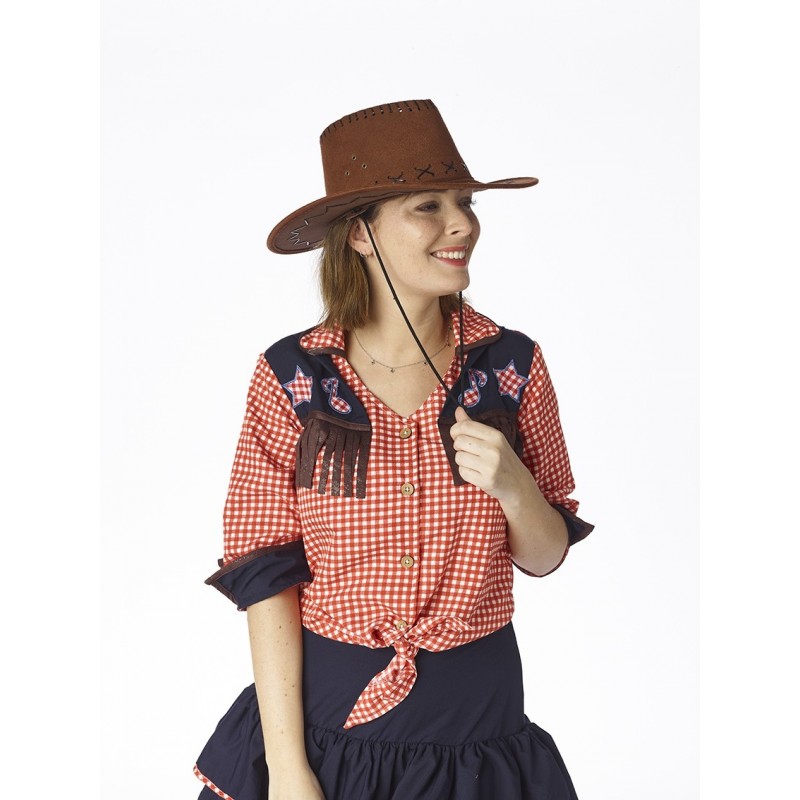 Kovboja сepure, brūna zamša, pieaugušajiem 