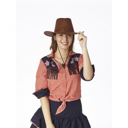 Kovboja сepure, brūna zamša, pieaugušajiem 