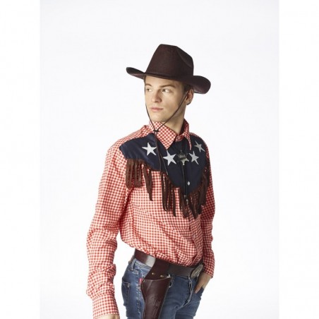 Kovboja сepure, mākslīgā āda, pieaugušajiem 