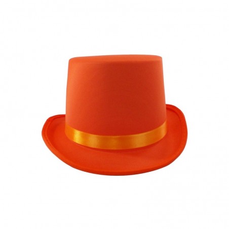 Шляпа цилиндр, оранжевая, атлас, для взрослых 