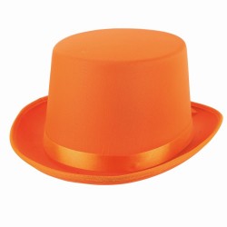 Cilindra cepure, oranža, atlasa, pieaugušajiem 