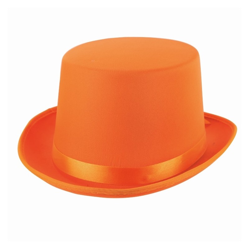 Cilindra cepure, oranža, atlasa, pieaugušajiem 