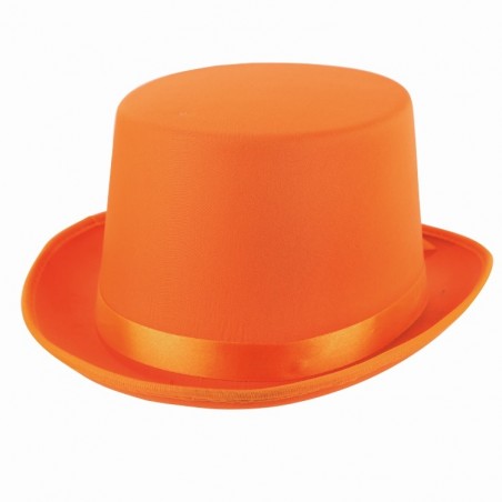 Cilindra cepure, oranža, atlasa, pieaugušajiem 