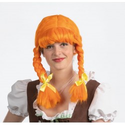 Bavāriešu meitene/Octoberfest parūka, oranža ar čolku 